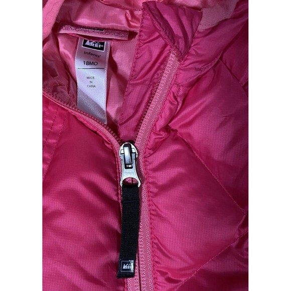 Rei One Piece Snow Suit Bunting Girls 18M Goose Down Hooded Full Zip Pink - Picture 3 of 7